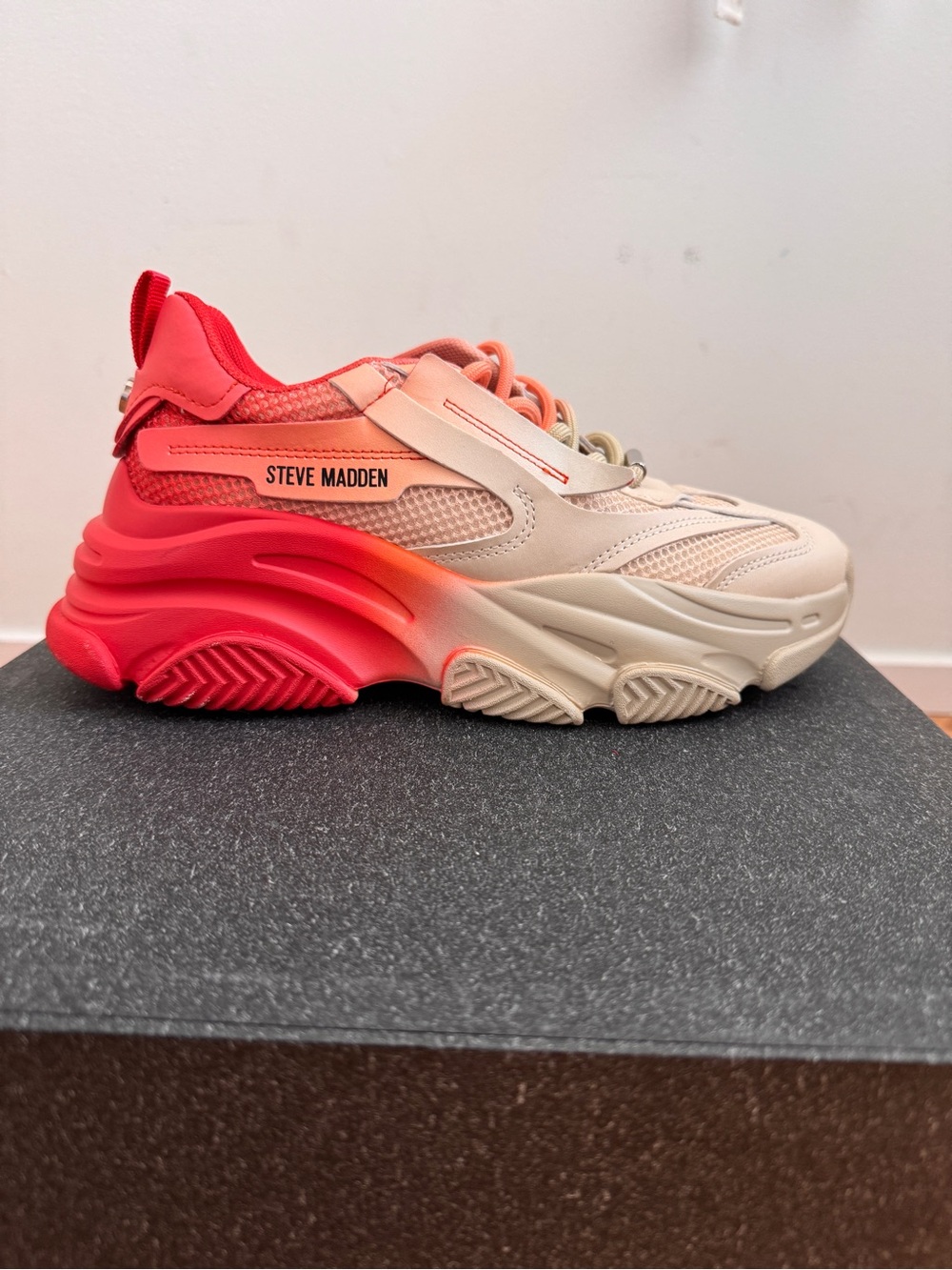 Steve Madden Chunky Sneaker in Coral Gradient and Cream